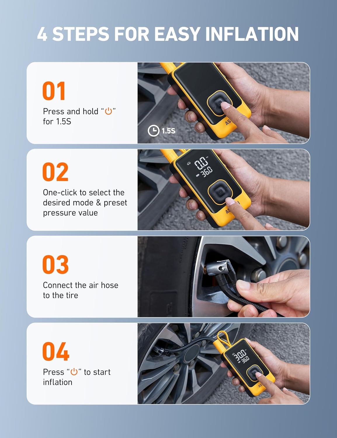 AstroAI L7 Air Tire Inflator Portable Air Compressor, 150PSI Car Bike Pump