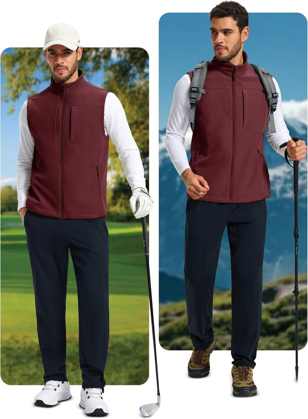 MAGCOMSEN Men's Lightweight Softshell Vest Outerwear Fleece Golf Running