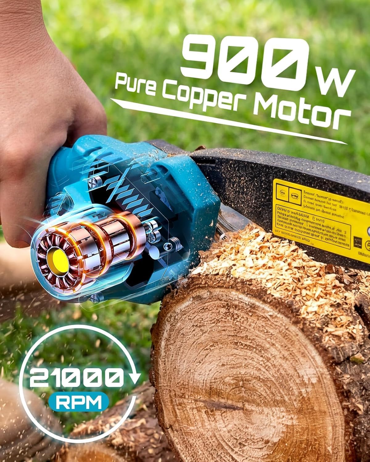 Seesii Mini Chainsaw, 6-inch Mini Chainsaw Cordless, Handheld Electric Power Chain Saw with 2 Batteries, for Tree Trimming Wood Cutting, Best Gifts for Father, Dad, Husband, Men