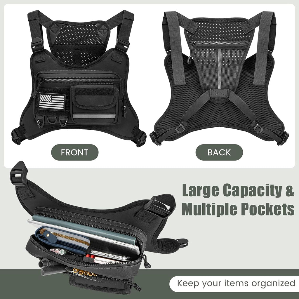OCKLILY Chest Bag for Men Women, Outdoor Sports Running Vest Bag, Chest Pack for Running, Cycling, Hiking, Workouts, Travel