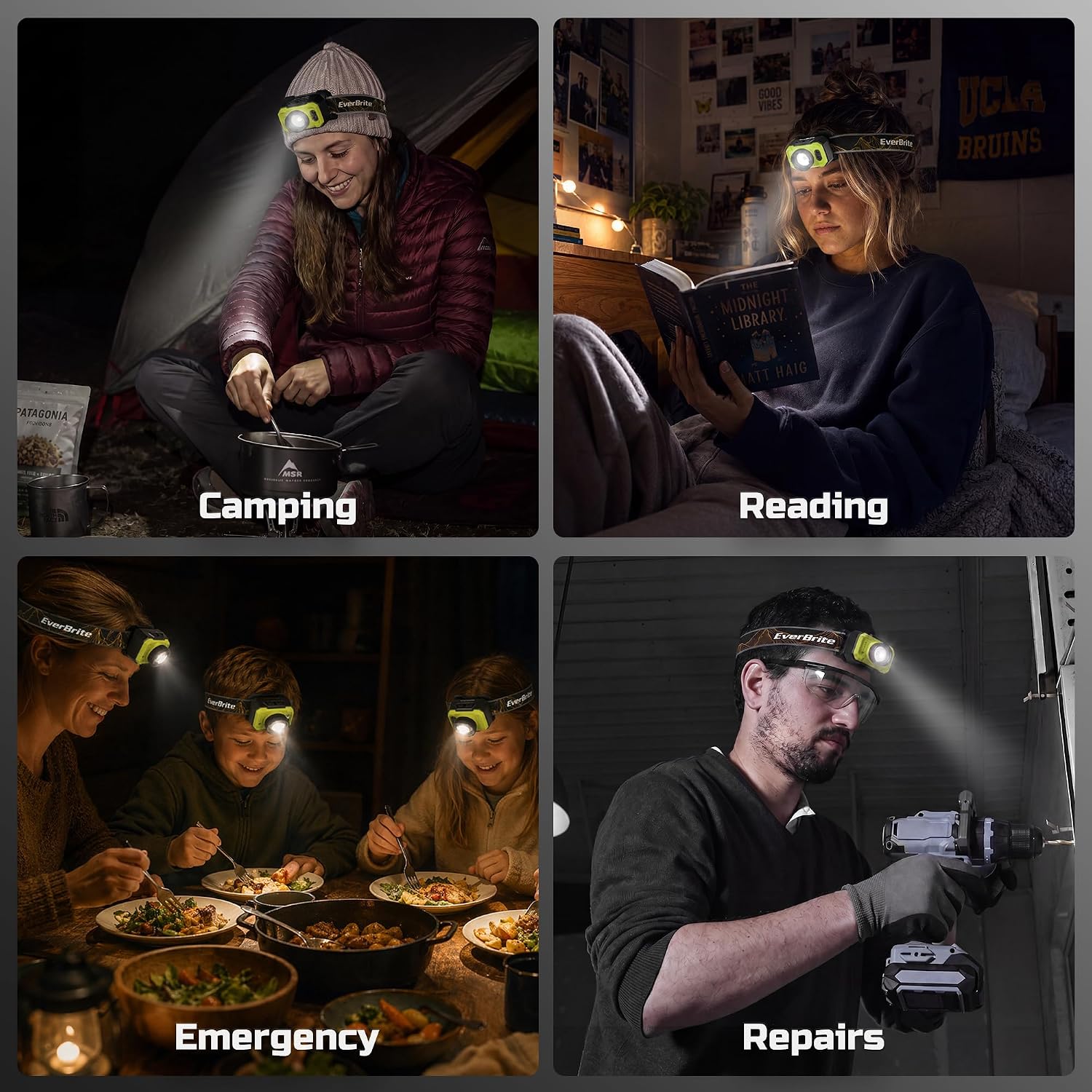 EverBrite 600LM Rechargeable Headlamp, Motion Sensor Head Lamp for Adults
