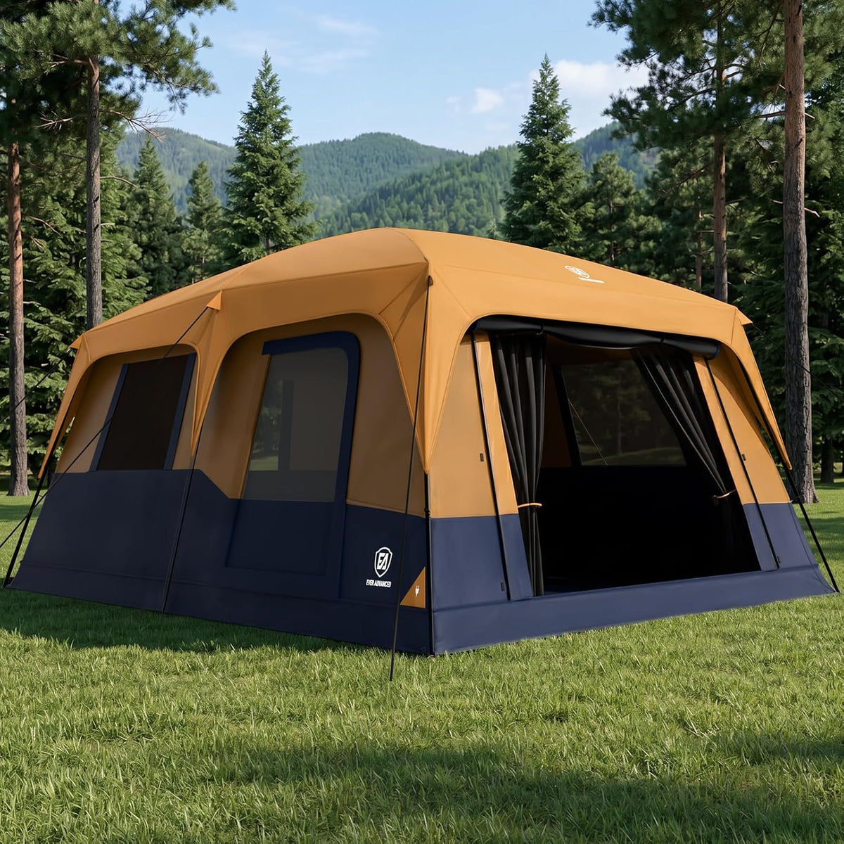 EVER ADVANCED 8/10 Person Camping Blackout Design Tent