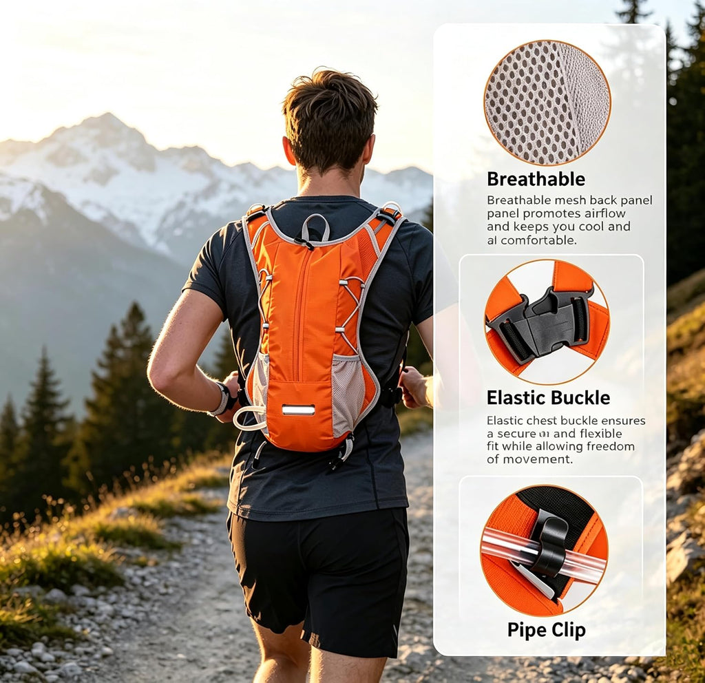 Hydration Backpack with 2L Bladder Water Pack for Hiking Cycling Running