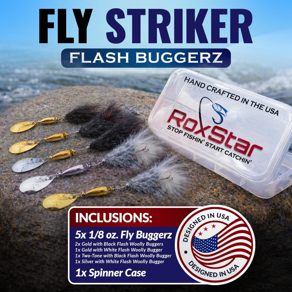 RoxStar Fly Strikers Blue Series - Hand-Crafted in The USA - Proven Nationwide Most Versatile Fishing Spinner for Bass, Trout, Pike, Steelhead- Stop Fishing Start Catching