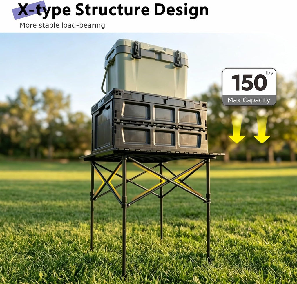 Byliable Folding Camping Square Table, Portable Aluminum for Outdoor, Black