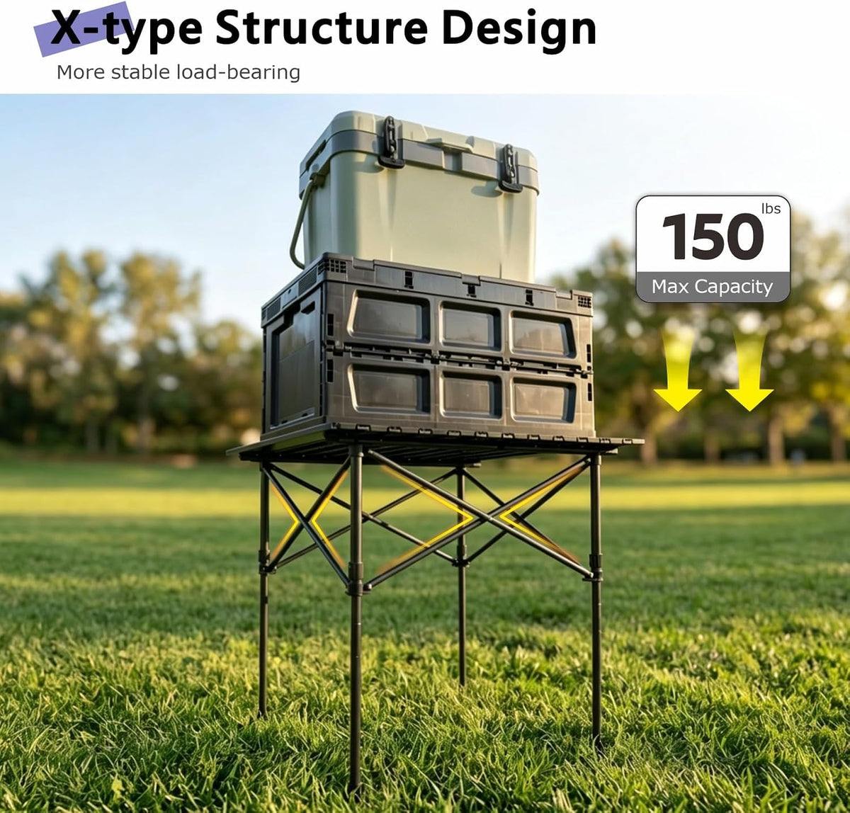 Byliable Folding Camping Square Table, Portable Aluminum for Outdoor, Black