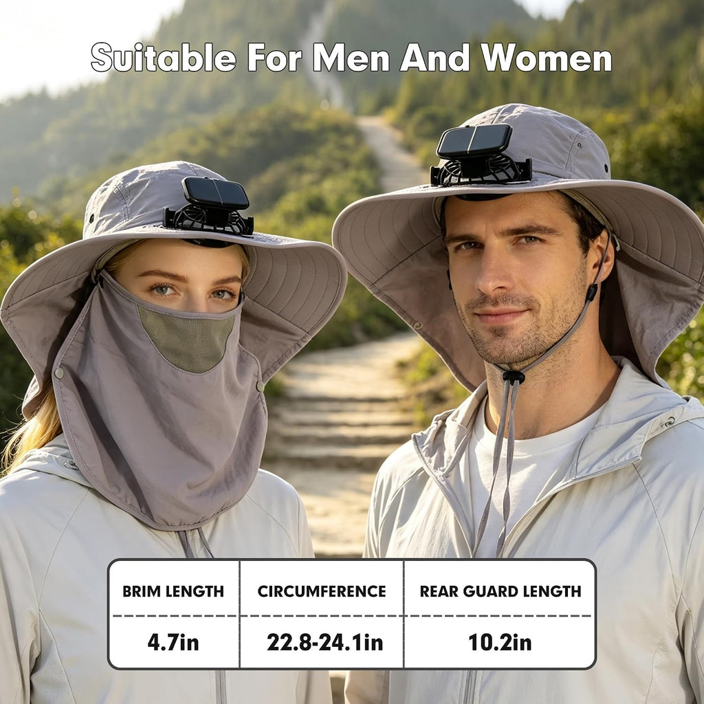 Outdoor Sun Hat Detachable Neck Face Flap UPF 50+UV Protection Visor Fishing Hats with Neck Flap for Men & Women