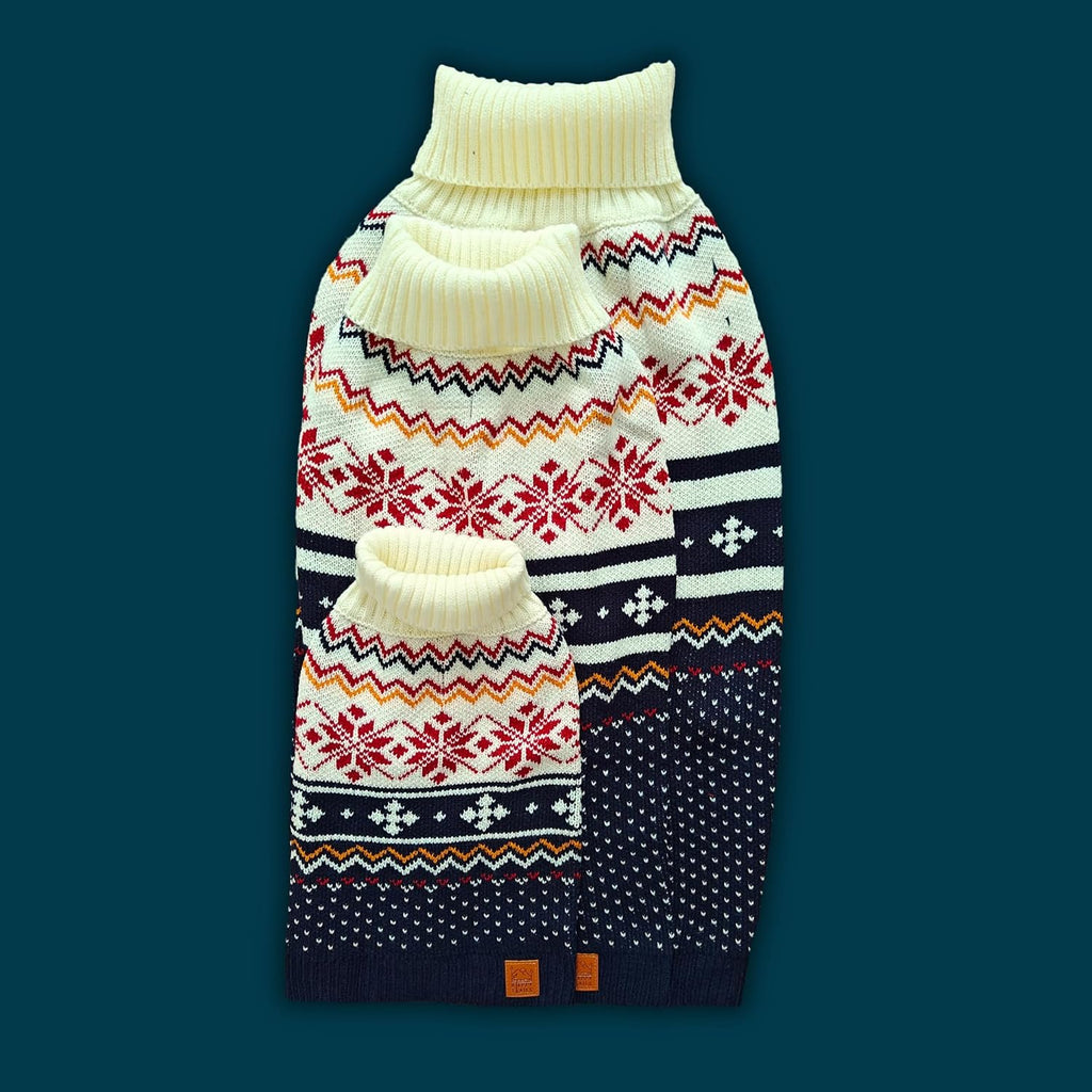 Cozy Acrylic Dog Sweater for Outdoor Adventures—Breathable & Insulating Knit—Classic Fit—Backpacking Gear for Dogs—Dog Hiking Gear—Dog Camping Gear (Medium, Nordic)