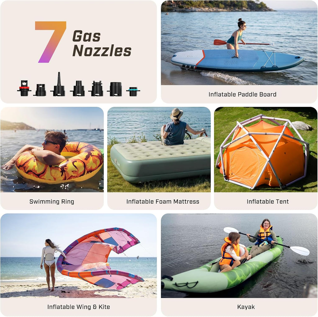 Electric Paddle Board Pump, 20 PSI Rechargeable SUP Pump