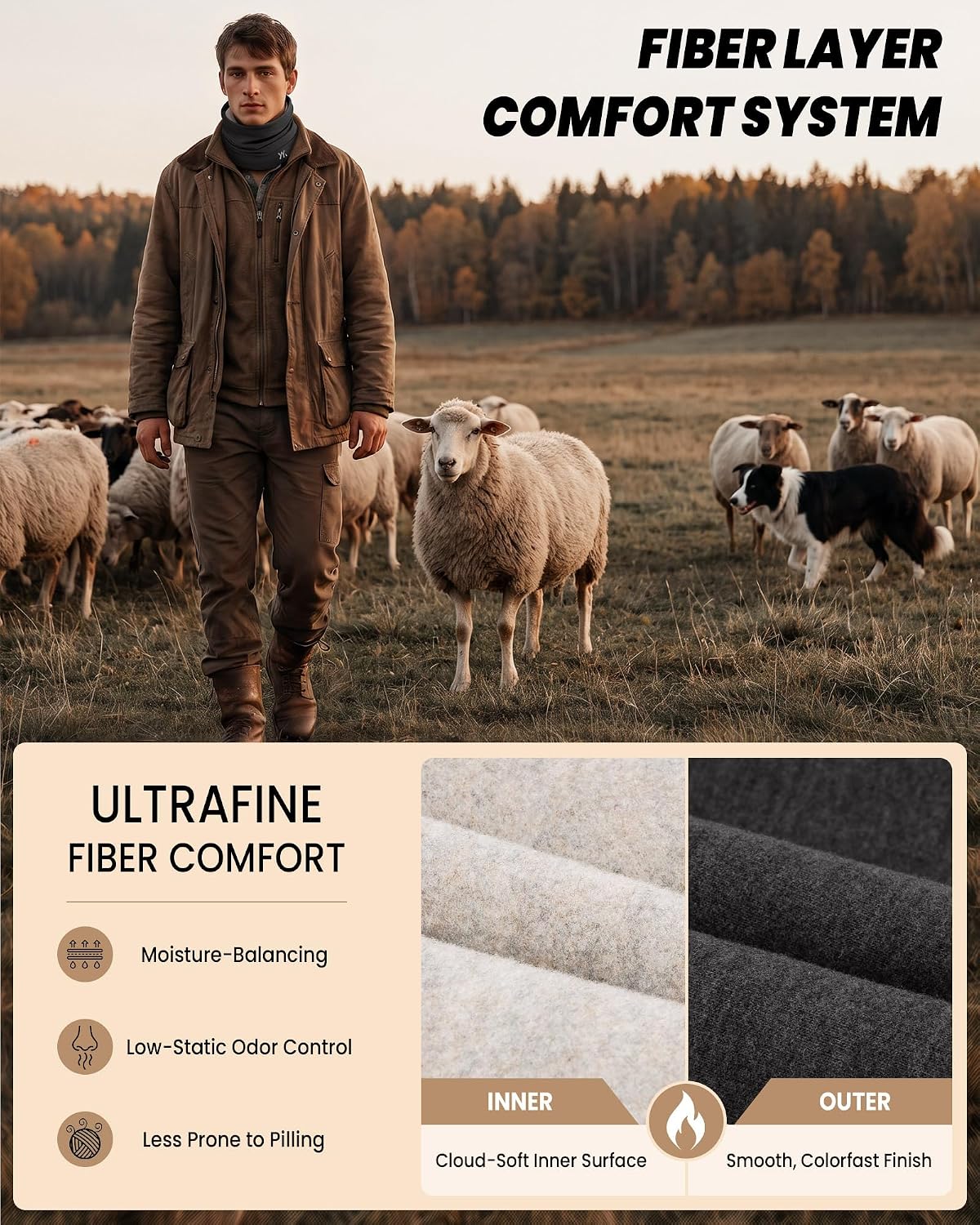 YANIKY Winter Neck Warmer, Wool Neck Gaiter Fleece Scarf, Windproof Face Cover Mask for Men Women