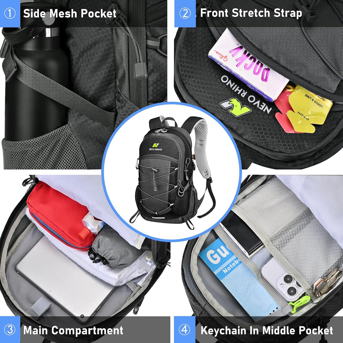 N NEVO RHINO Hiking Backpack,20L Waterproof Hiking Outdoor Daypack