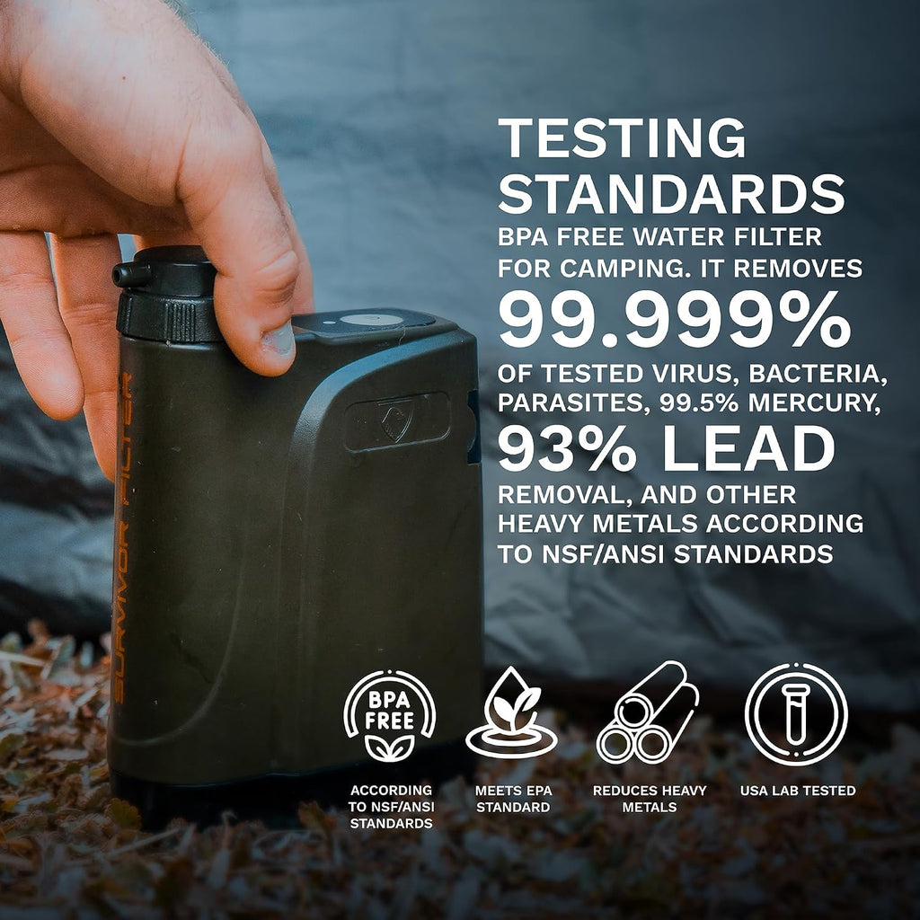 Survivor Filter PRO X Electric Portable Water Filter for Camping & Survival