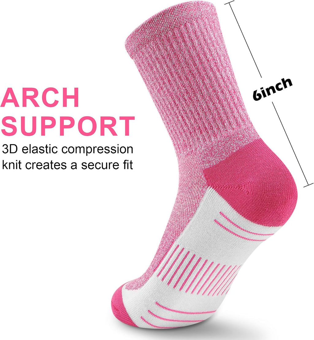 cuangya Women Crew Socks Athletic Cushioned Running Hiking 3-5 Pairs
