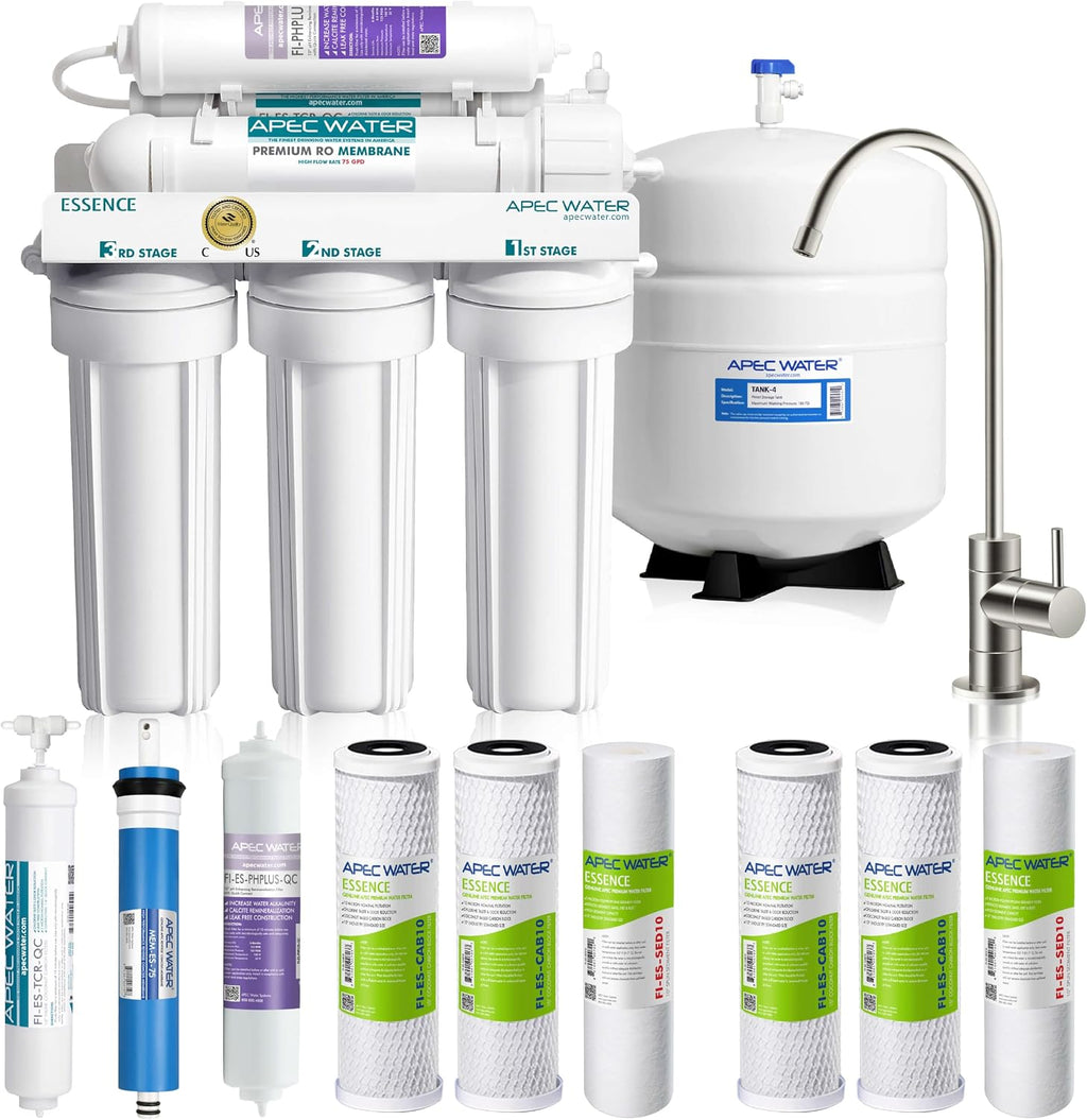 APEC Water ROES-PH75X, 6-Stage Under Sink RO System Alkaline, Extra Filters
