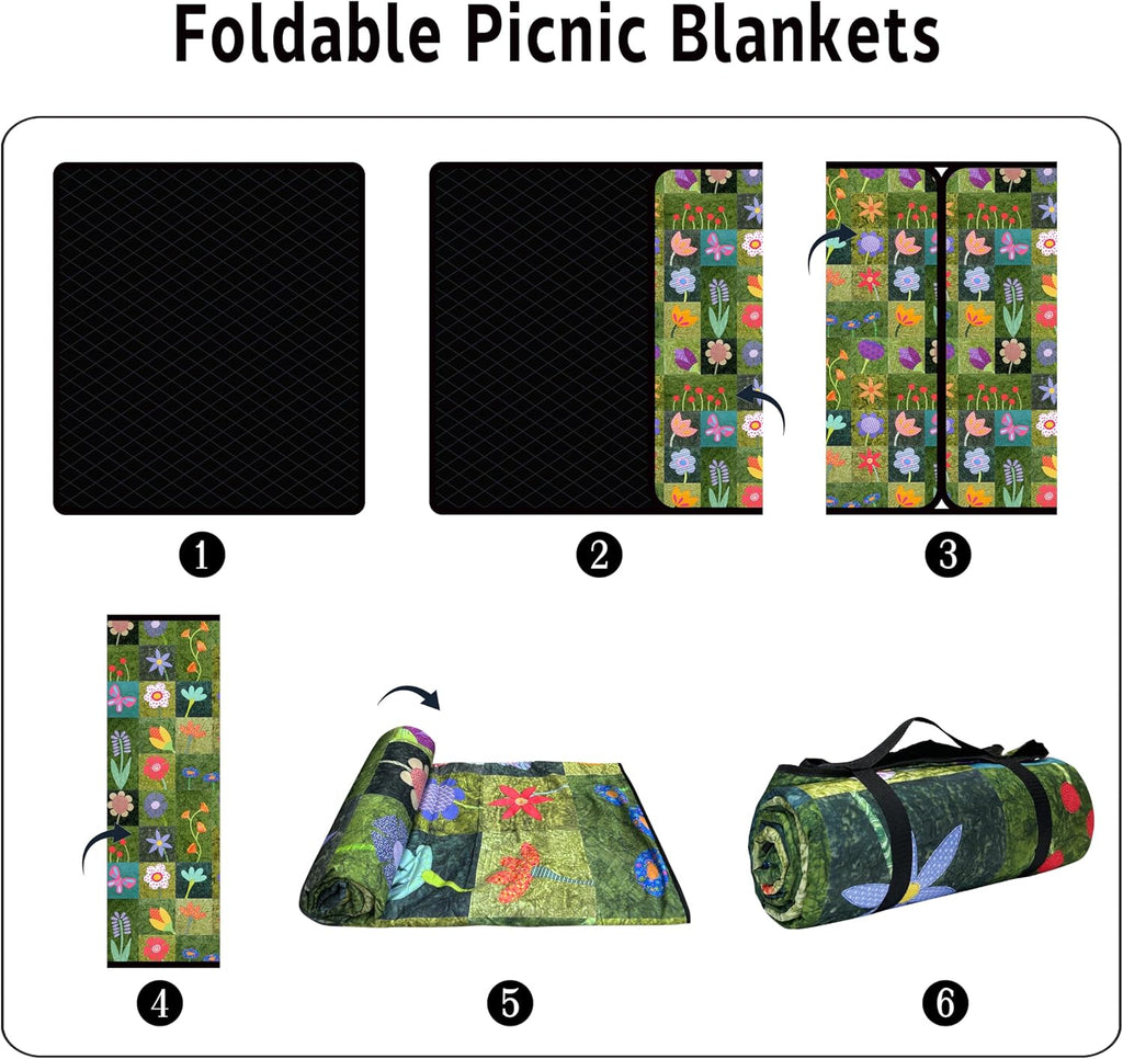 Supfitness Extra Large Picnic Blankets Waterproof Foldable (60 "x 80") Beach Blanket Waterproof Sandproof,3-Layer Thicking Mat Outdoor Packable Camping Blanket