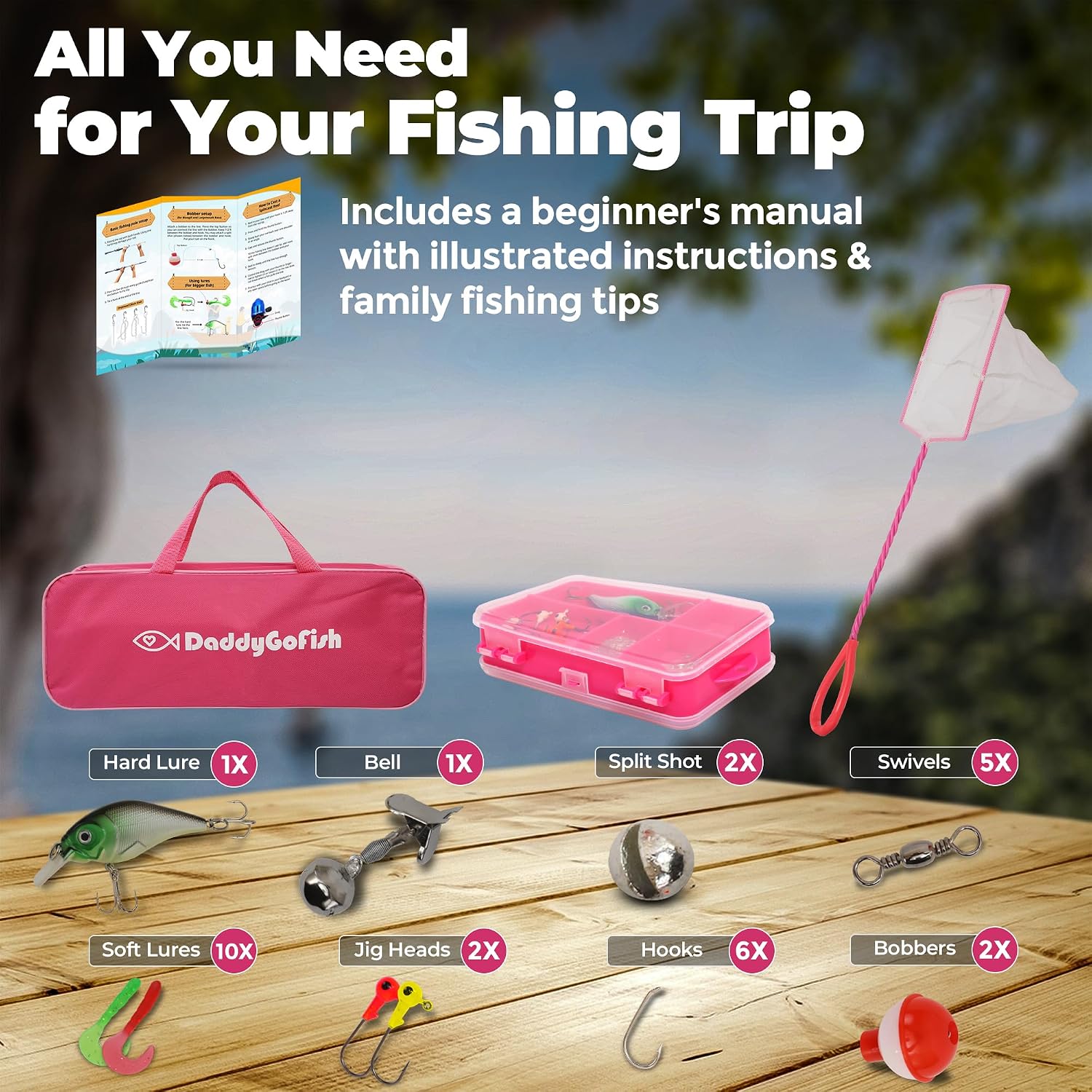 Kids Fishing Pole for Boys, Girls & Youth Age, Toddler Fishing Pole Set Kit