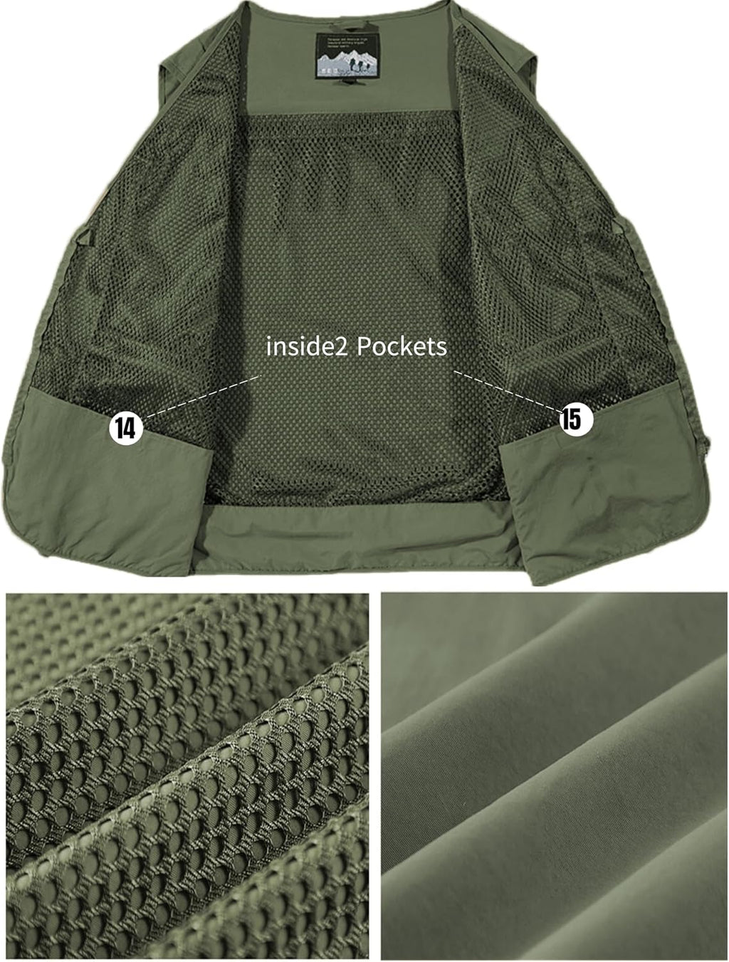Men's Lightweight Mesh Fishing Vest Utility Outdoor Multi-Pocket Hunting Cargo Vest