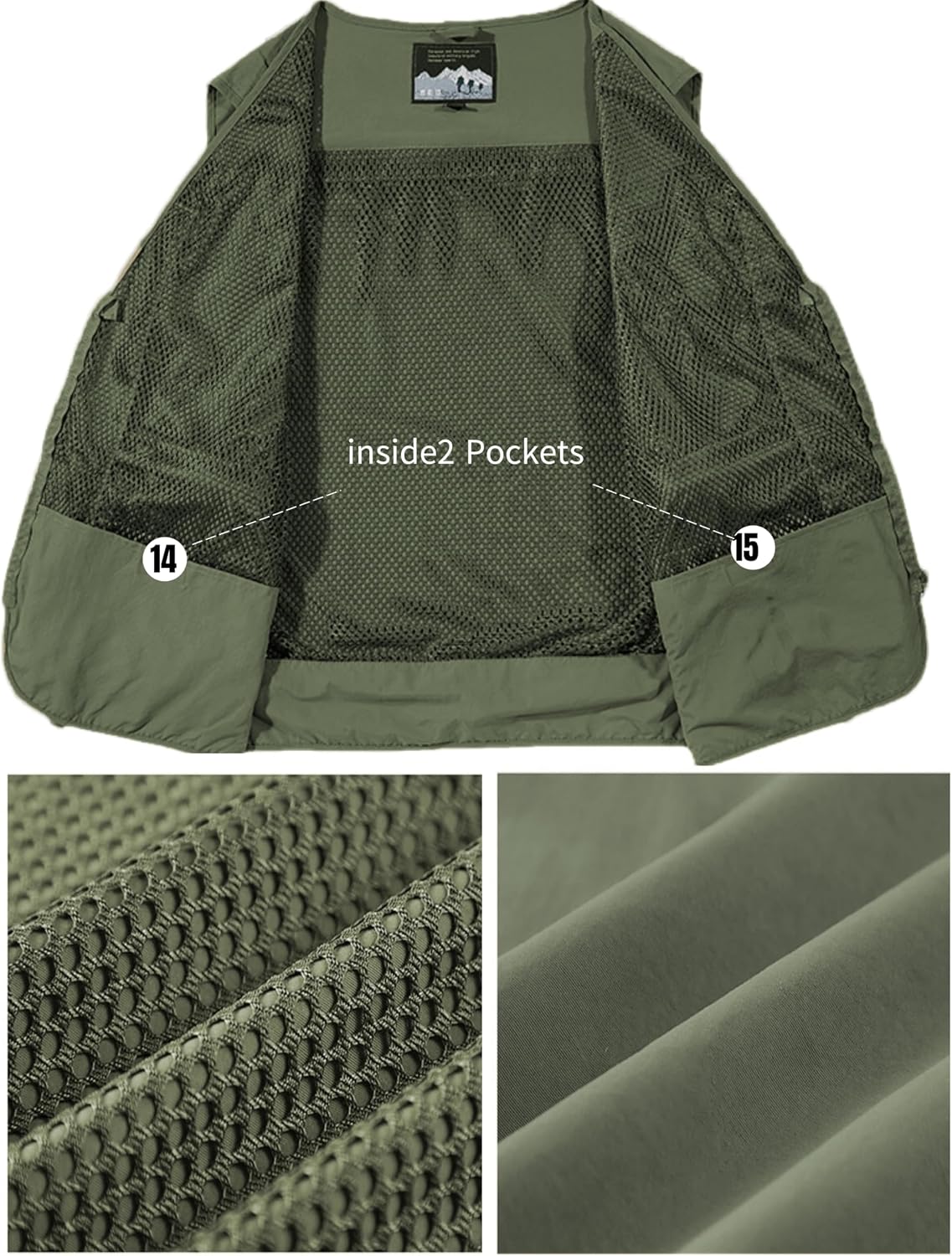 Men's Lightweight Mesh Fishing Vest Utility Outdoor Multi-Pocket Hunting Cargo Vest