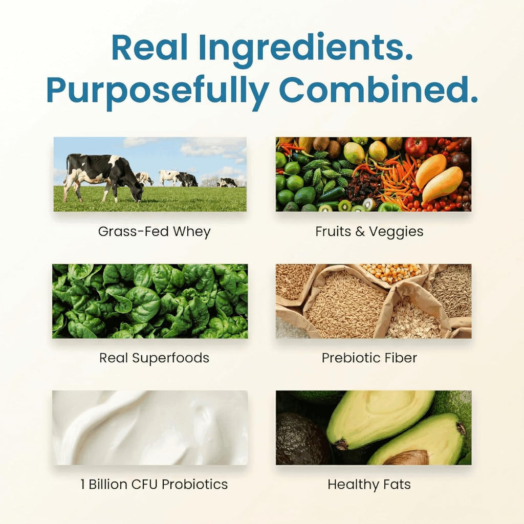 TrueFit Grass-Fed Whey Protein Powder with Fiber for Meal Replacement Shake