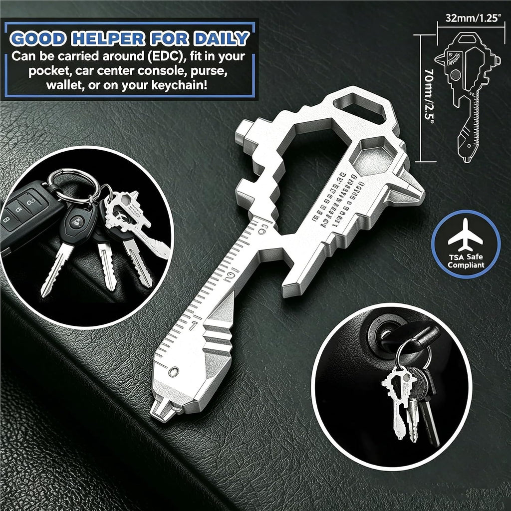 Herda Keychain Multitool - EDC Tool with 17+ Functions Gifts Bottle Opener