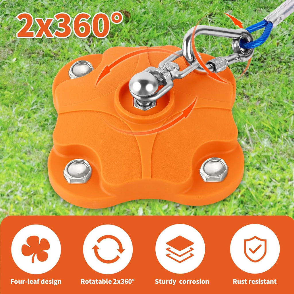 Heavy Duty Dog Tie Out Stake Ground Anchor with Dual 360° Anti-Tangle Swivel - Dog Runner Stake for Large Dogs Outside Yard & Camping (One Dog Stake/200lbs/No Cable)