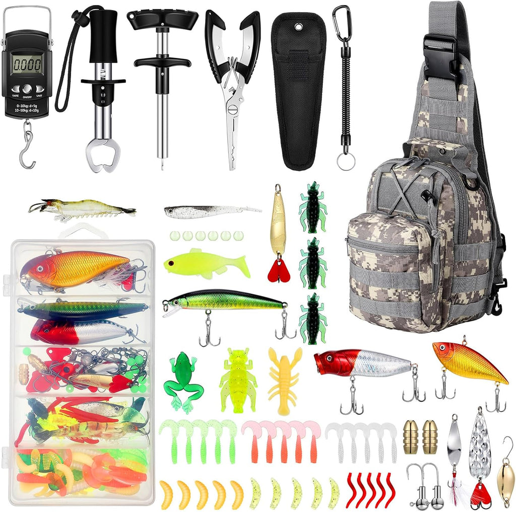 Sosation 134 Pcs Fishing Tool Beginner Starter Kit