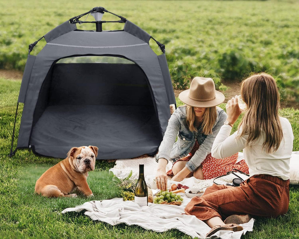 Pop Up Dog Tents, Plusvivo Foldable Cool Mesh Camping Tent - 40" X 40" X 28" With Shoulder Bag & UV Canopy