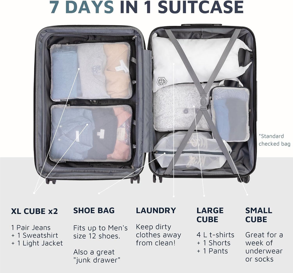 TRIPPED Travel Gear Large Compression Packing Cubes with Mesh 6-Piece Set