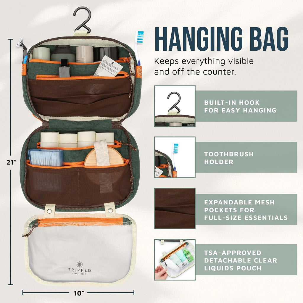 TRIPPED Travel Gear 3-Piece Travel Toiletry Bag Set