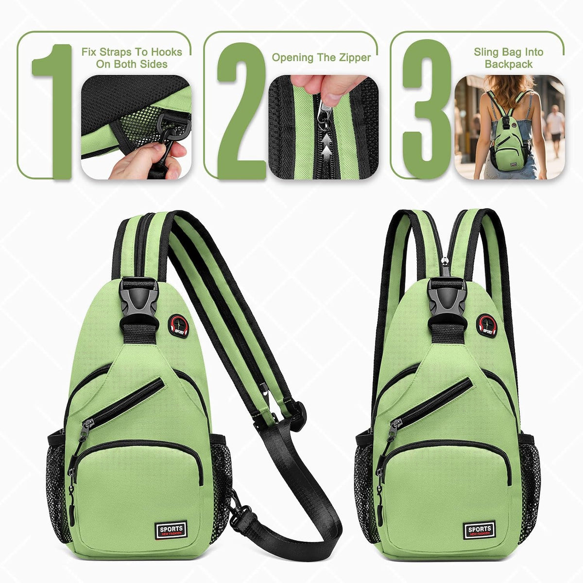 Small Sling Bag with Coin Pocket Fits for 7.9" Tablet, Green