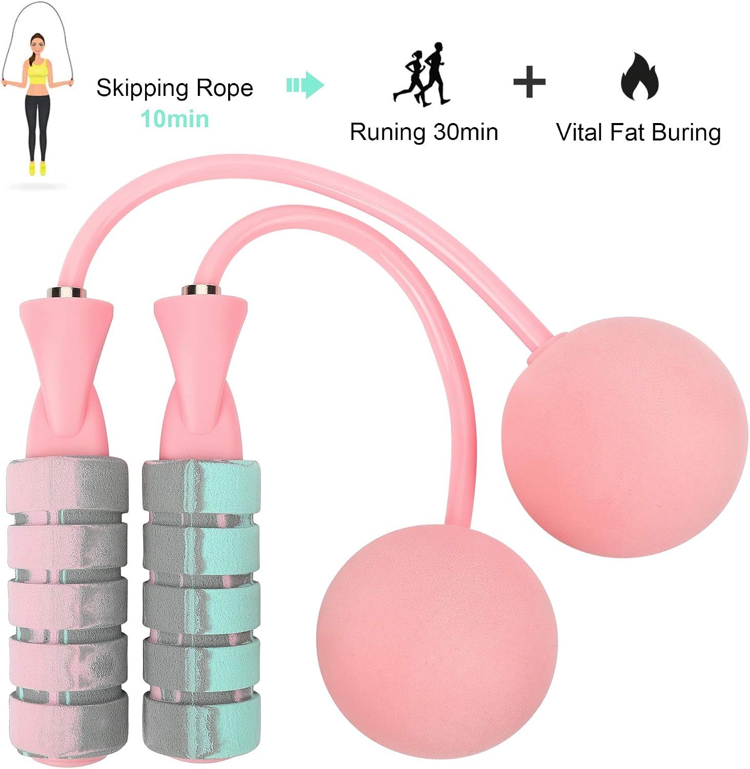 Jump Rope, Training Ropeless Skipping Rope for Fitness, Adjustable Weighted Cordless Jump Rope for Men and Women