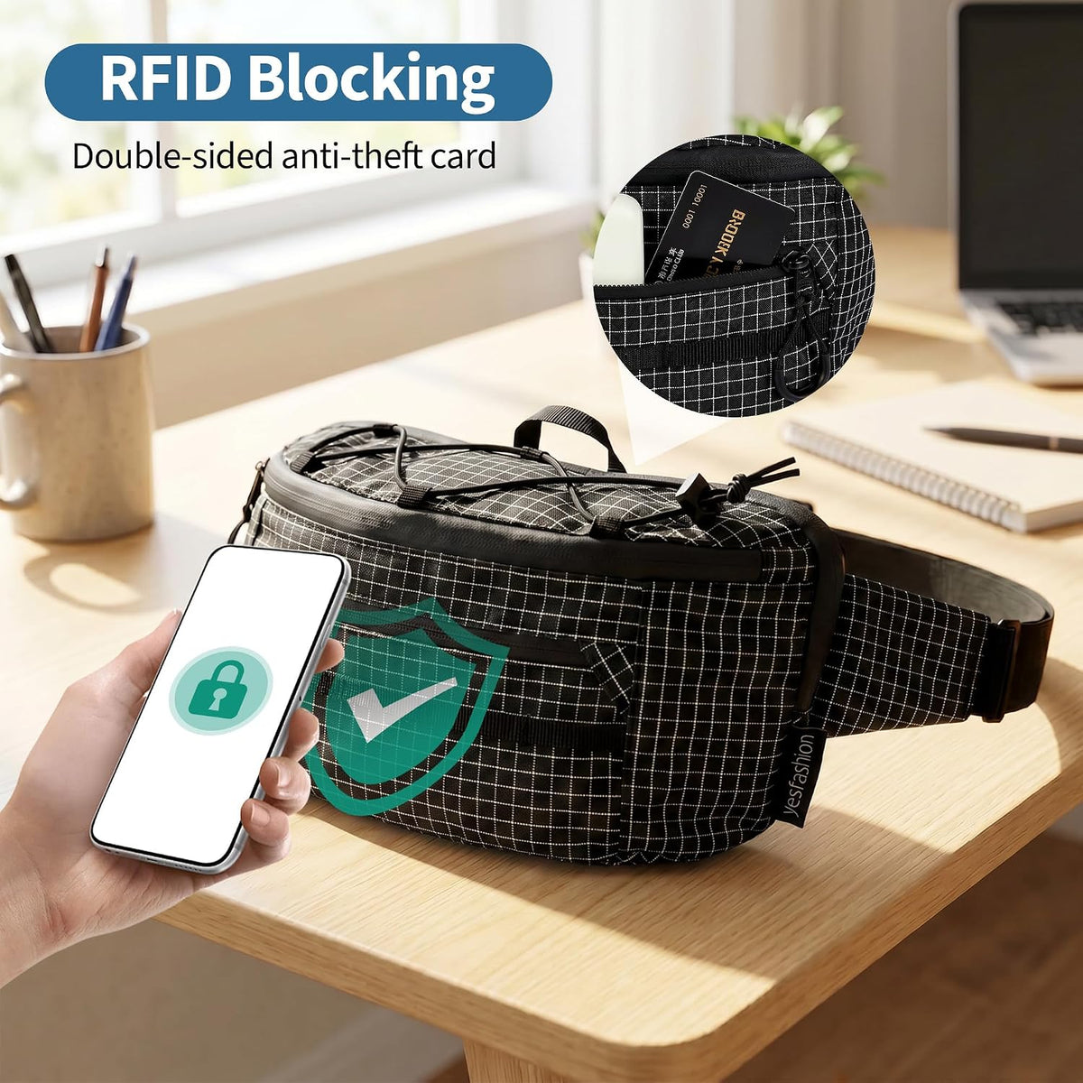 Tactical Fanny Packs for Women Men RFID Blocking Water Resistant Sling Bag