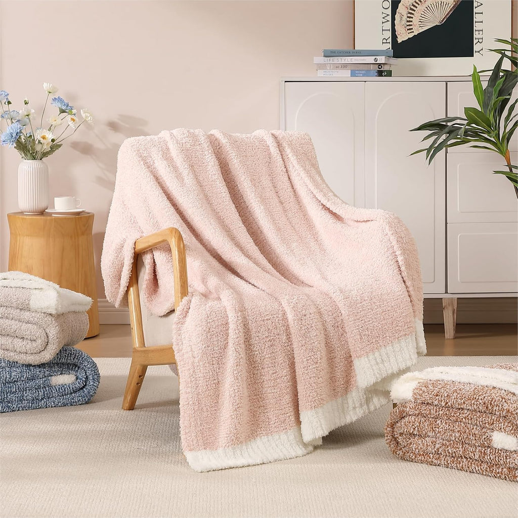 WRENSONGE Soft Throw Blanket for Couch-Cozy Reversible Knitted Blankets