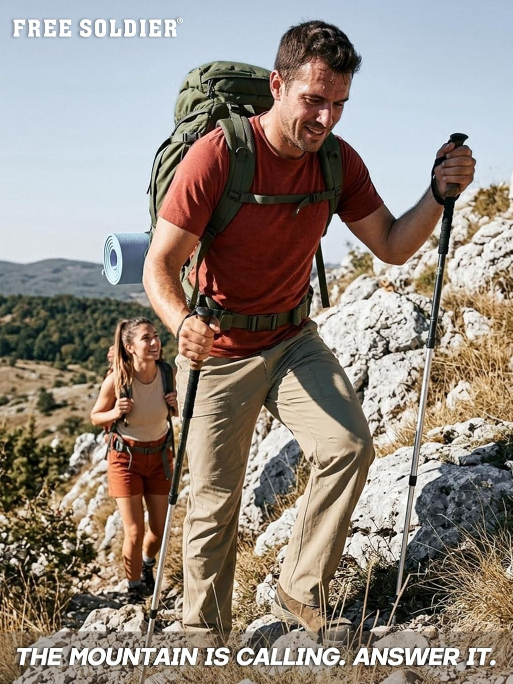 FREE SOLDIER Men's Outdoor Cargo Hiking Pants with Belt
