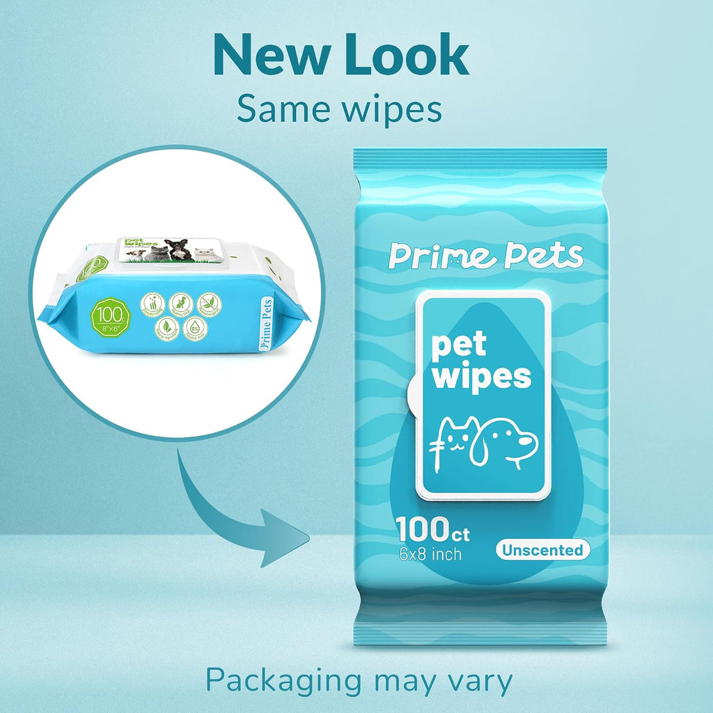 Prime Pets Dog Wipes for Paws and Butt, 600 Count, Pet Wipes for Dogs & Cats, 100% Fragrance Free, Deodorizing Puppy Wipes for Cleaning Face Eyes Ears Paws Teeth Body