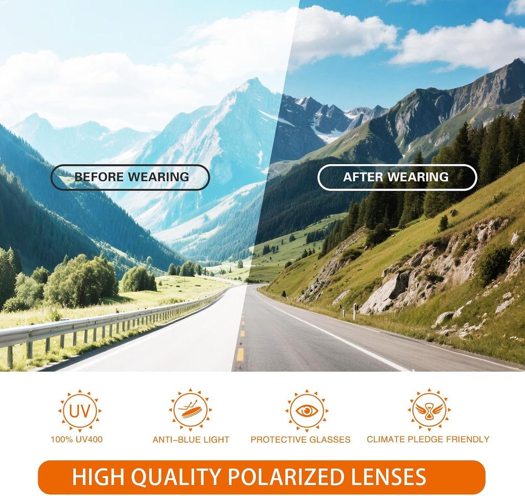 suoso Polarized Sports Sunglasses for Men: UV400 Protection Glasses Wrap Around Goggles for Driving Fishing