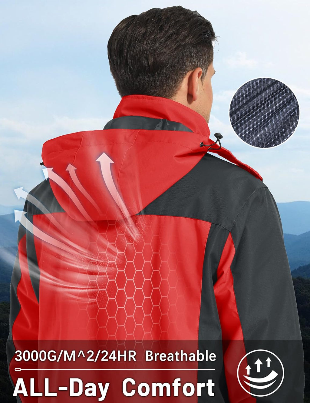 MAGCOMSEN Men's Rain Jacket Lightweight Windbreaker Fishing Raincoat