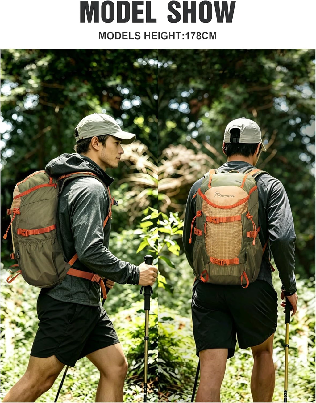 MOUNTAINTOP 20L Hiking Backpack, Lightweight Small Outdoor Daypack