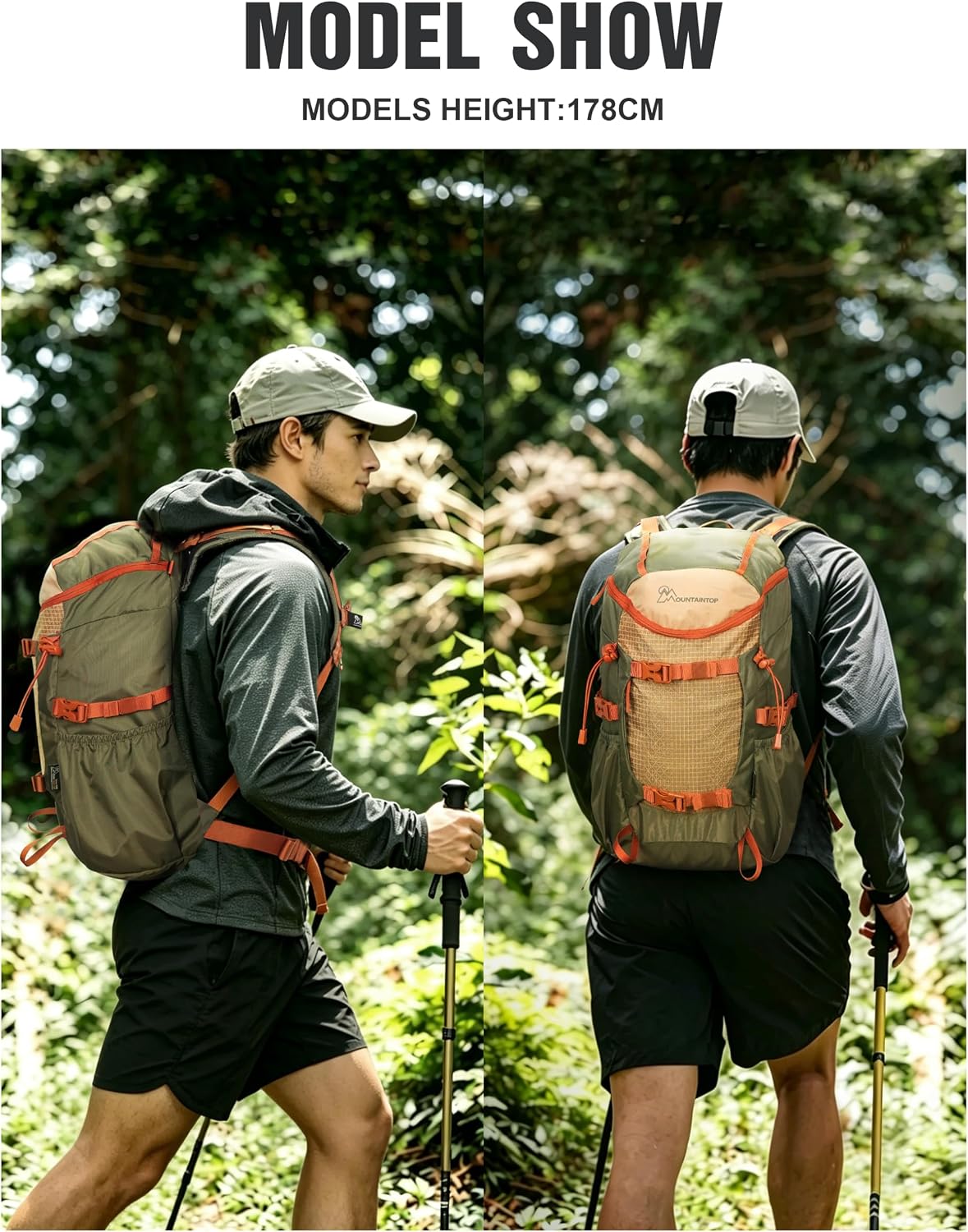 MOUNTAINTOP 20L Hiking Backpack, Lightweight Small Outdoor Daypack