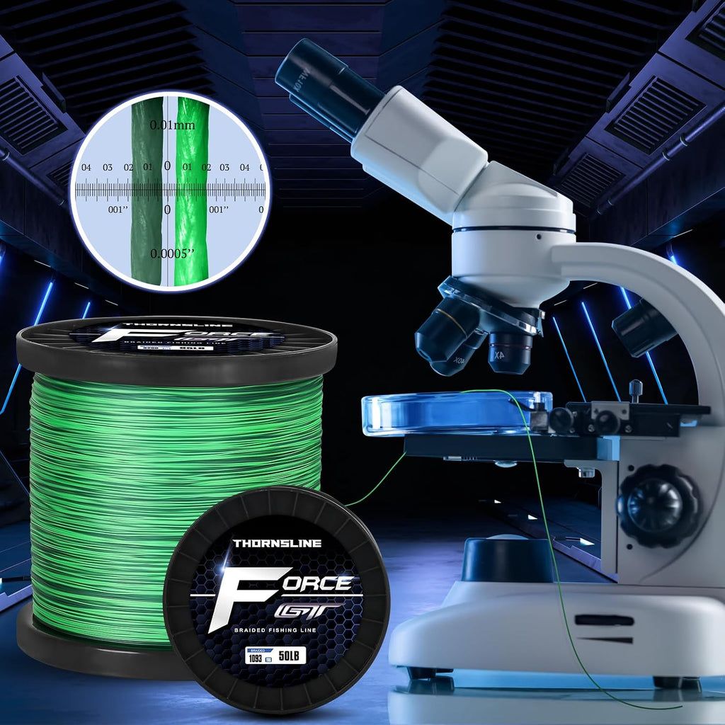 ThonrsLine Force Braided Fishing Line - Incredible Abrasion Resistant Braided Lines for Saltwater or Freshwater - Camo Design Braid for Extra Visibility
