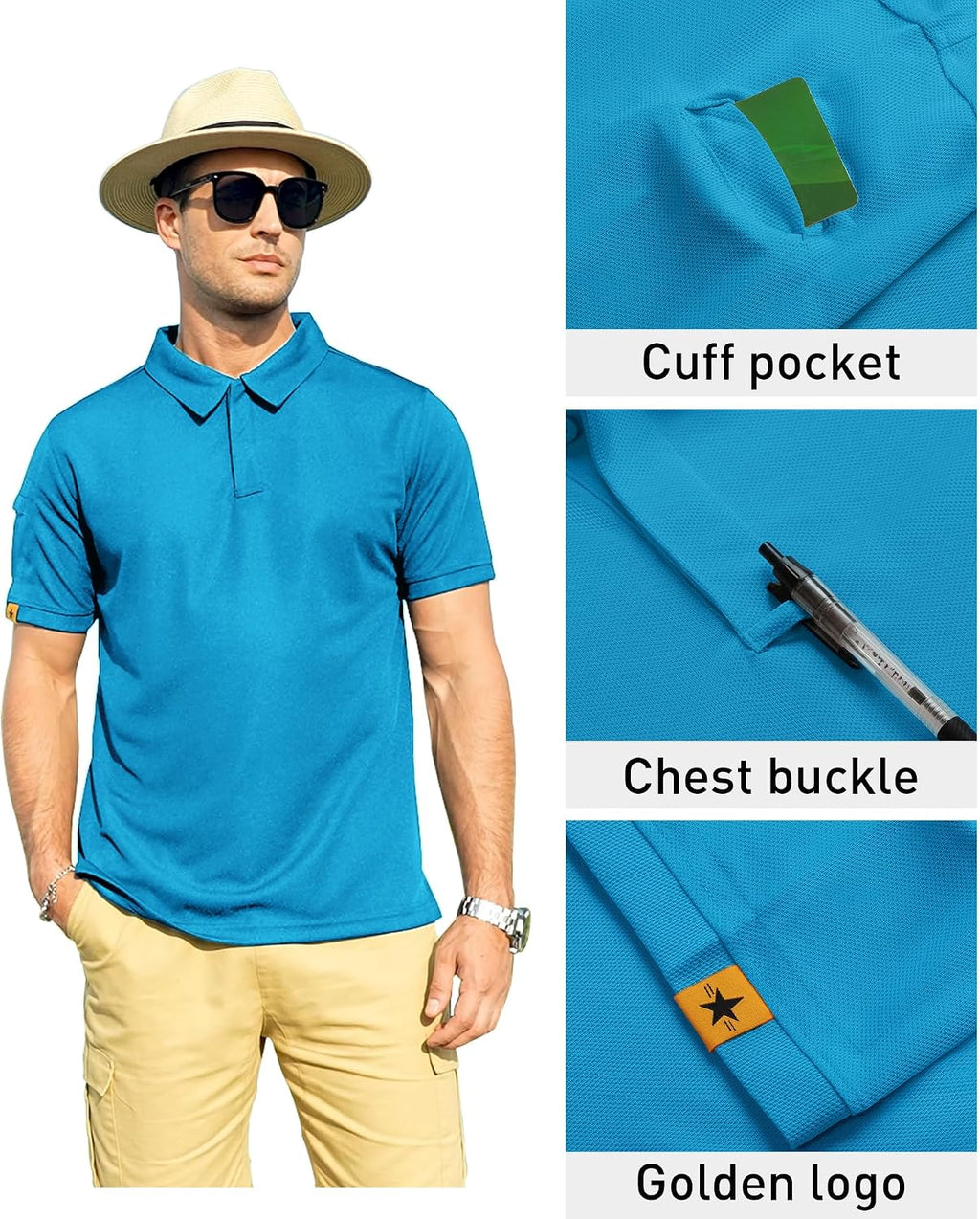ZITY Mens Polo Shirt Short Sleeve Moisture Wicking Athletic Golf Polos