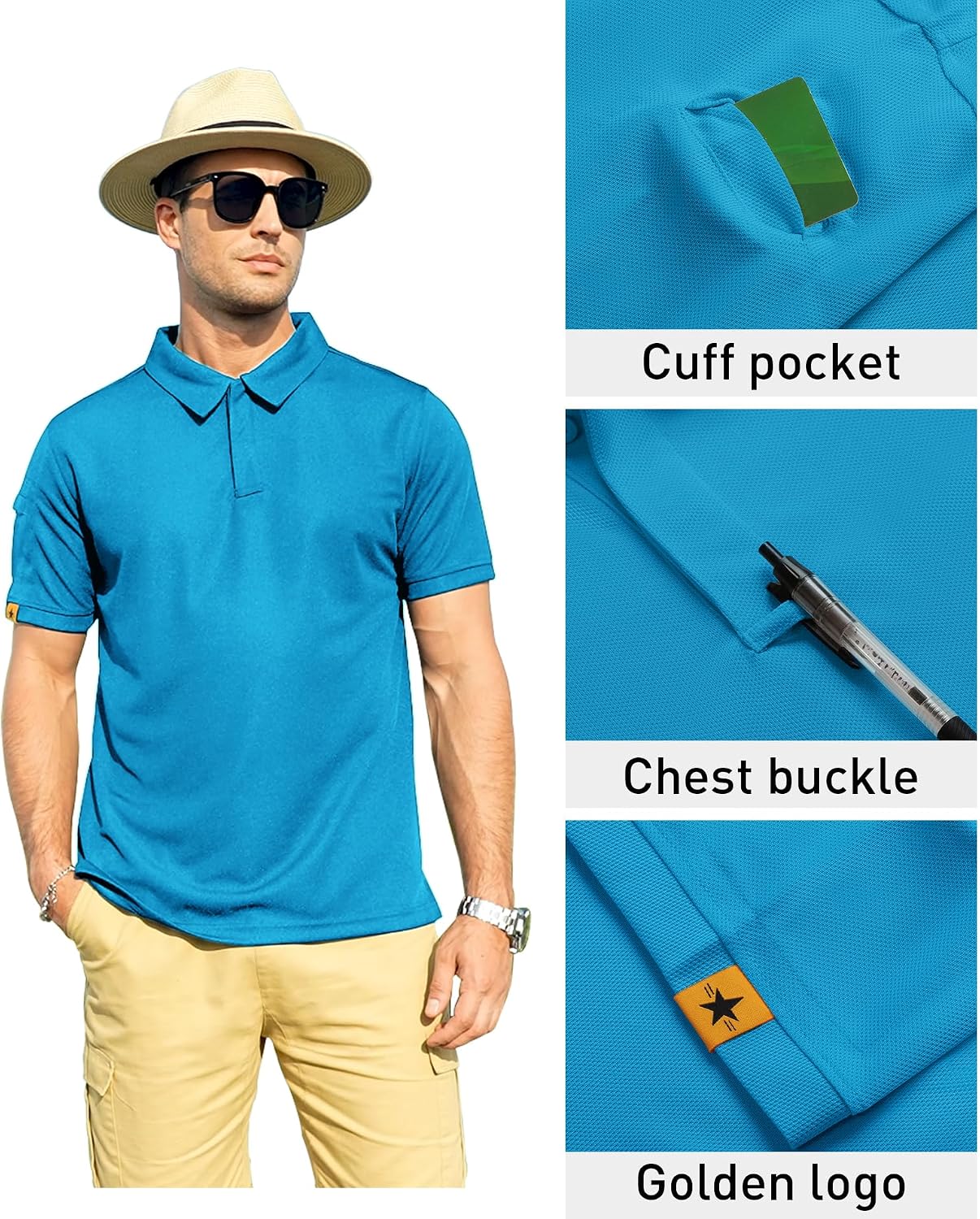 ZITY Mens Polo Shirt Short Sleeve Moisture Wicking Athletic Golf Polos