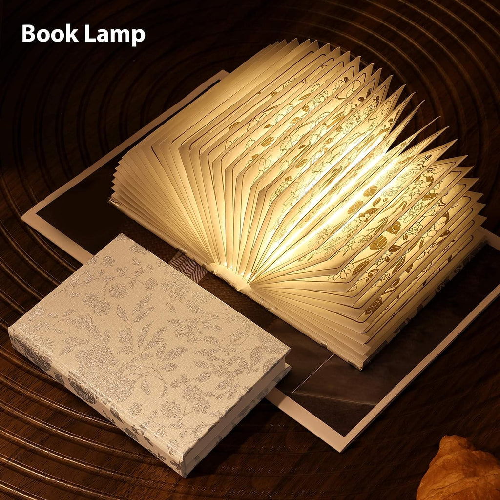 Book Lover Gift, Folding Book Lamp Decor, Portable Print Book Light