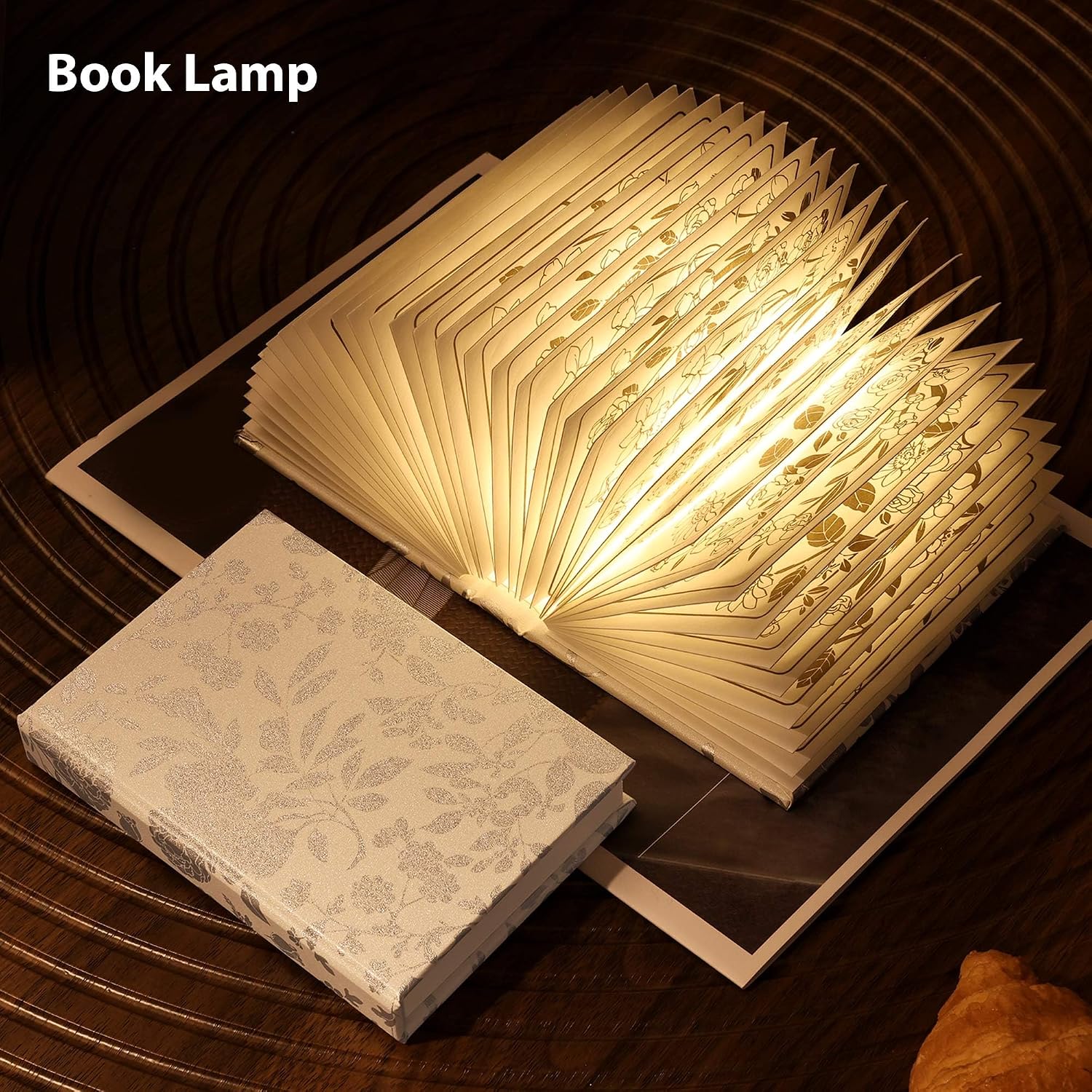 Book Lover Gift, Folding Book Lamp Decor, Portable Print Book Light