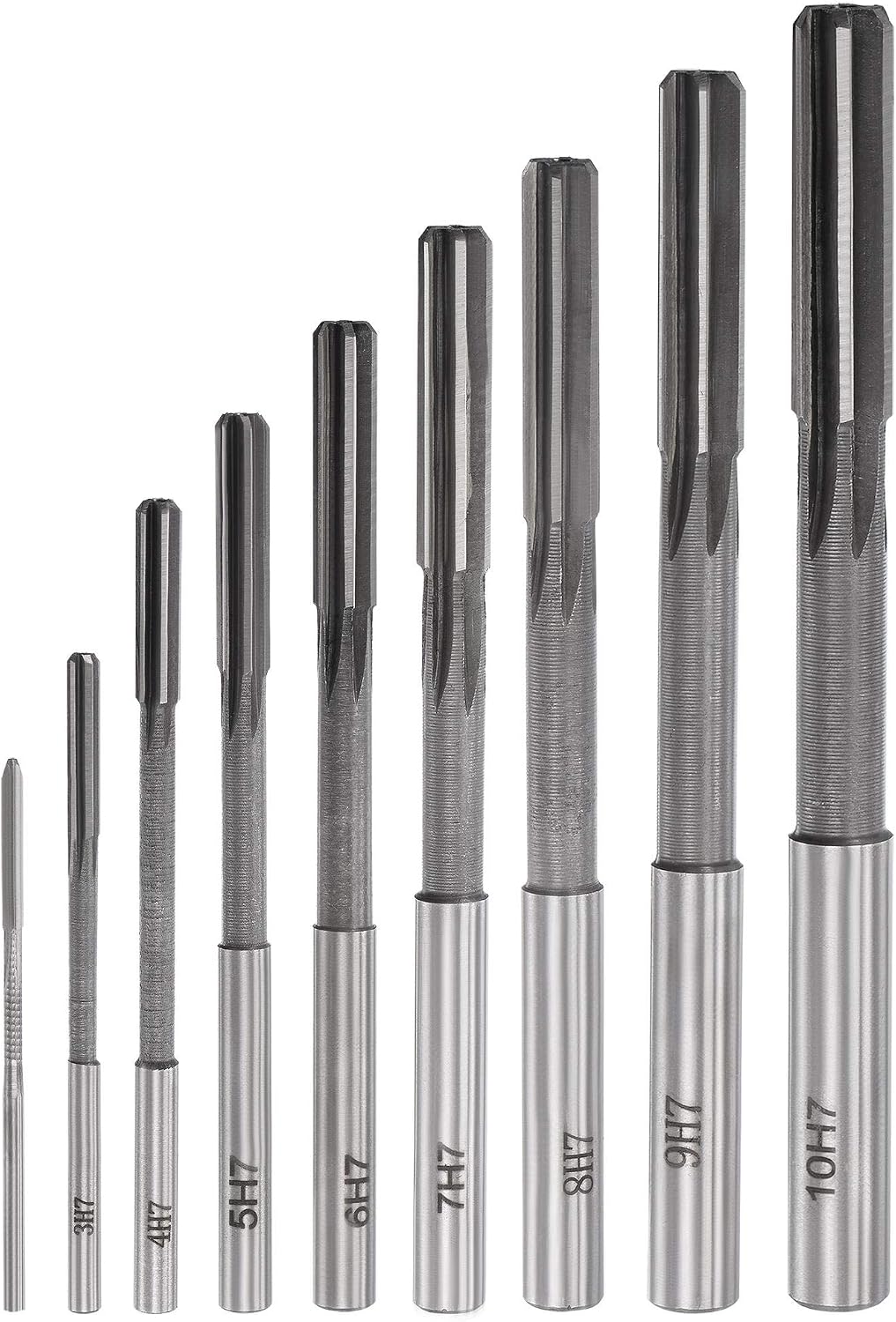uxcell Chucking Reamer Set Lathe Machine Reamer Straight Flute Milling Cutter High Speed Steel H8 Tolerance (2mm 3mm 4mm 5mm 6mm 7mm 8mm 9mm 10mm) 9pcs