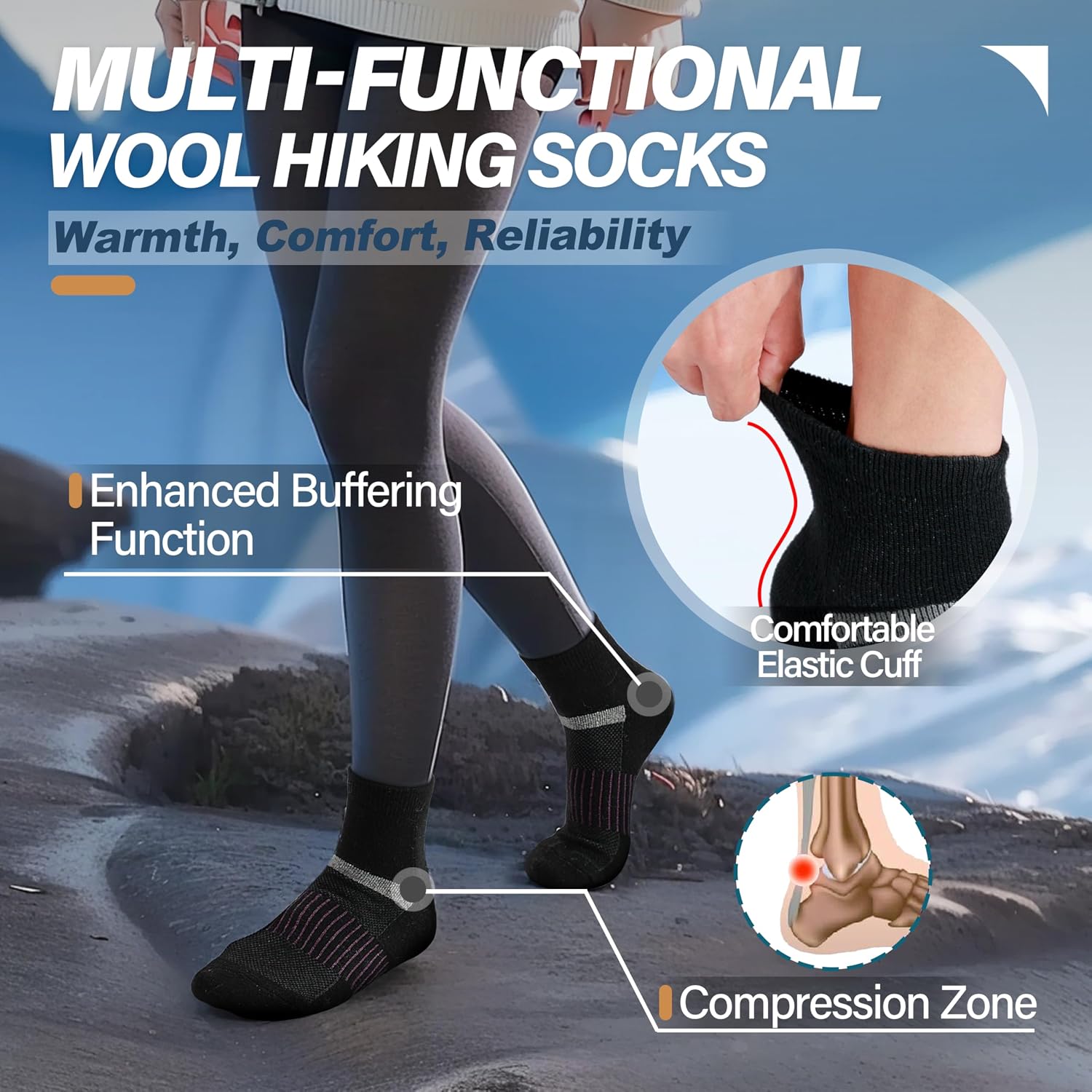 Anlisim Merino Wool Ankle Running Hiking Socks for Women and Men