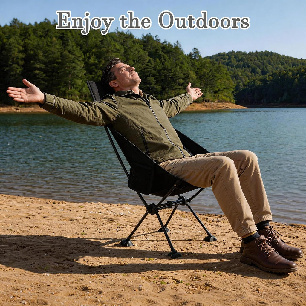 High Back Lightweight Folding Backpacking Camping Chair for Adults