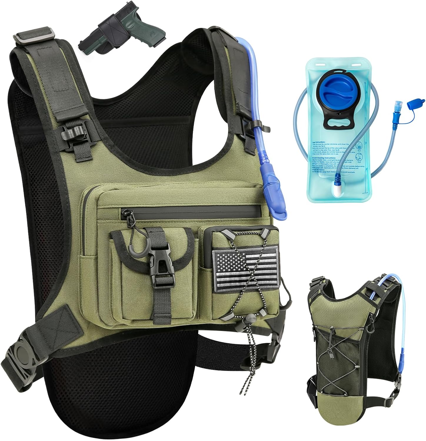 Criuage USA Patent Running Hydration Vest Backpack, Lightweight Chest Pack with 2.0L Water Bladder Bag Daypack for Hiking Running Cycling Race Marathon for Women Men