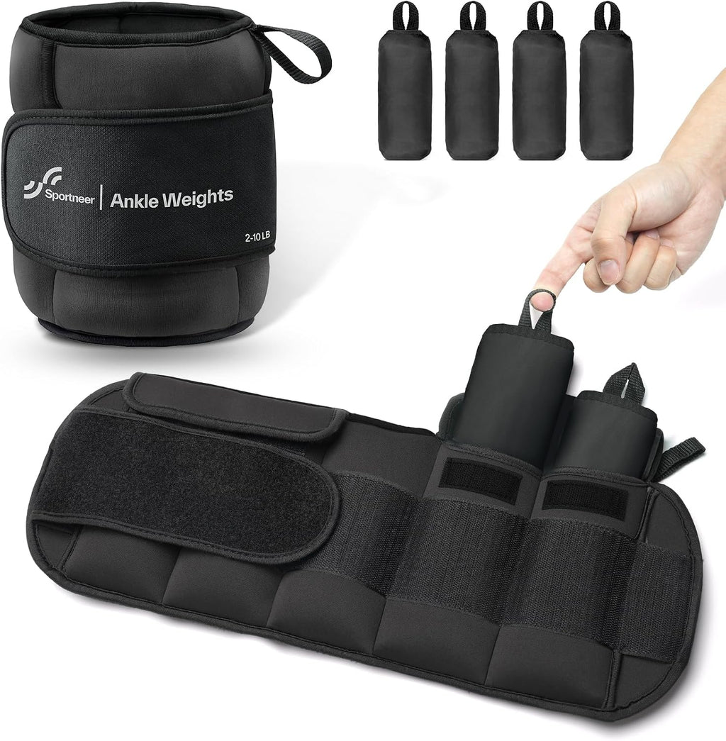 Sportneer 20lbs/Pair Adjustable Ankle Weights for Women & Men