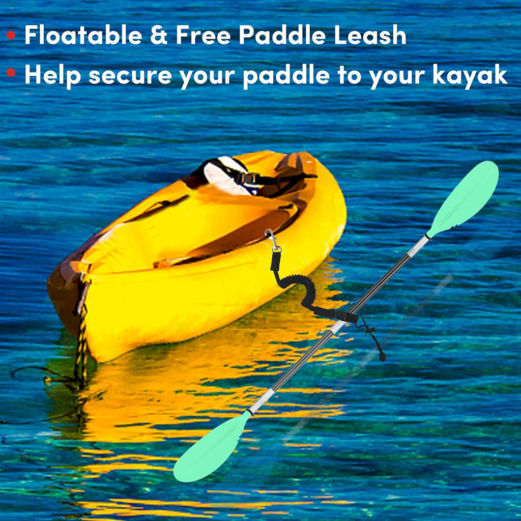 Kayak Paddle,88in 4 Pieces Boat Oars Kayak Paddles,Heavy Duty Aluminum Alloy Shaft Float Lightweight Detachable Adjustable Fishing Kayak Paddle for Adults with Paddle Leash(8 Color ，1Pack,2Pack)